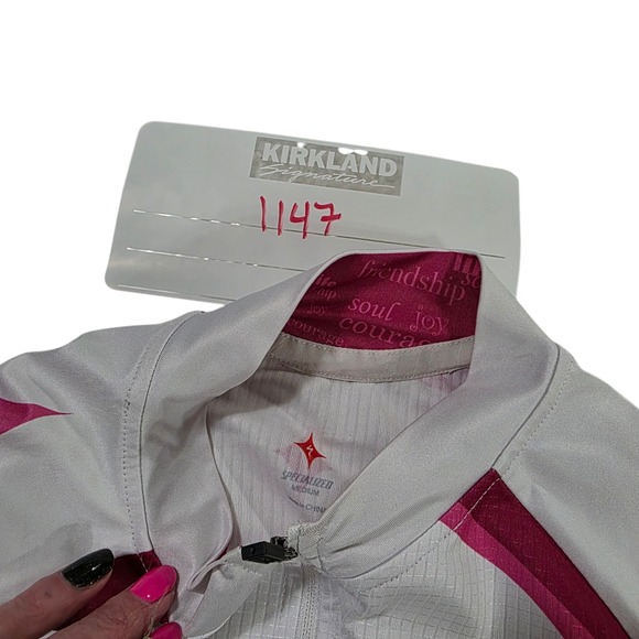 Specialized Cycling Jersey Womens White Maroon M Full Zip Colorblock Stretchy - Picture 13 of 13